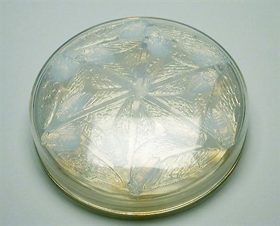 Lot 203 - Lalique Molded Glass Cigales Box In opalescent...