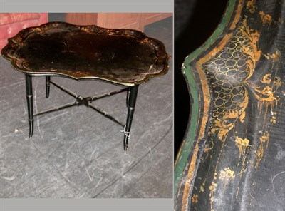 Lot 149 - Victorian Black Lacquered Gilt-Decorated Tray...