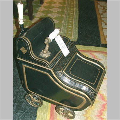 Lot 189 - Victorian Tole Painted Coal Scuttle on Wheels
