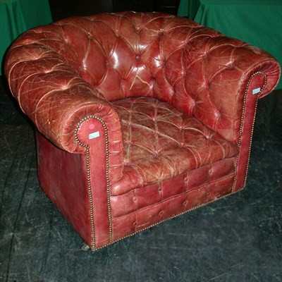 Lot 218 - Tufted Leather Upholstered Armchair