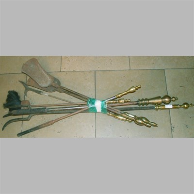Lot 235 - Group of Six Federal Style Brass Fire Tools