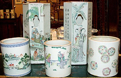 Lot 256 - Group of Five Chinese Export Polychrome...