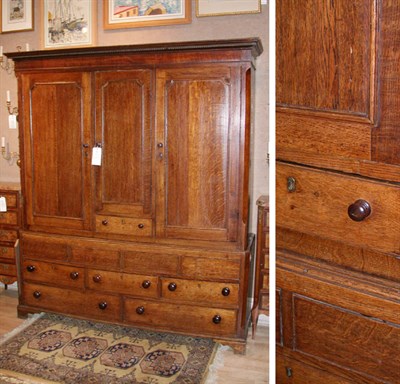 Lot 289 - George III Oak Linen Press