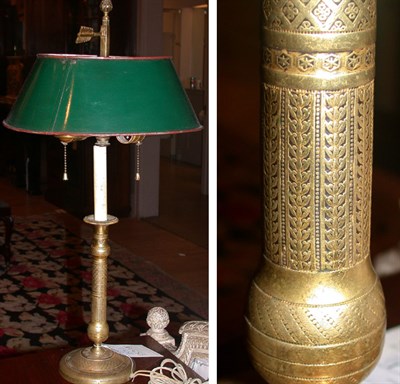 Lot 300 - Louis XVI Style Brass Candlestick Mounted as a...