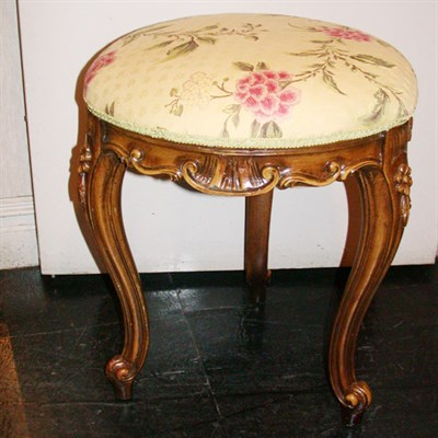 Lot 172 - Pair of Louis XV Style Upholstered Walnut Stools