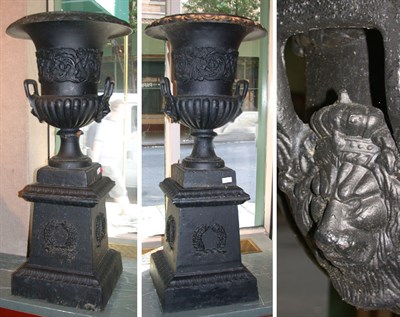 Lot 603 - Pair of Neoclassical Style Cast Metal Urns on...