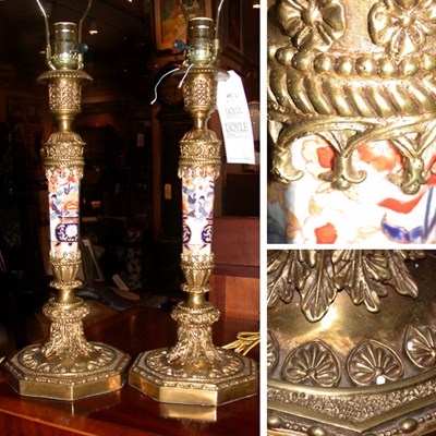Lot 453 - Pair of Porcelain and Gilt-Metal Lamps