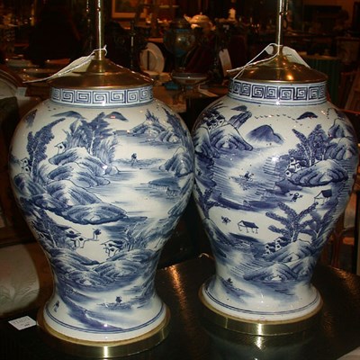 Lot 482 - Pair of Chinese Export Blue and White...