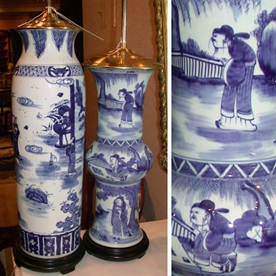 Lot 403 - Two Chinese Blue and White Porcelain Vases...