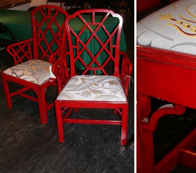 Lot 524 - Pair of Georgian Style Red Lacquer...