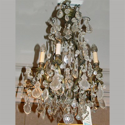 Lot 505 - Louis XV Style Brass and Cut Glass Six-Light...
