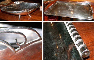 Lot 423 - Mexican Silver Bowl and Two Handled Tray Total...
