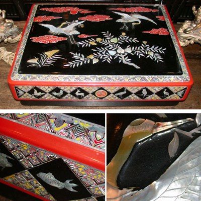 Lot 329 - Chinese Black Lacquered Mother-of-Pearl Inlaid...