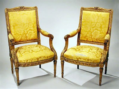 Lot 414 - Pair of Louis XV Style Gilt Carved Wood...