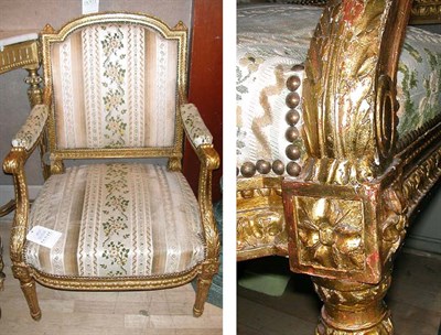 Lot 697 - Pair of Louis XVI Style Gilt-Wood Armchairs...