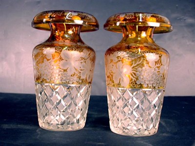 Lot 350 - Pair of Bohemian Amber Flashed Glass Vases...