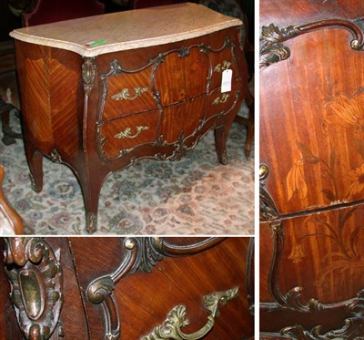 Lot 476 - Louis XV Style Marble Top Mahogany Commode