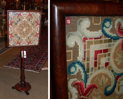 Lot 621 - Victorian Needlepoint and Mahogany Pole Screen