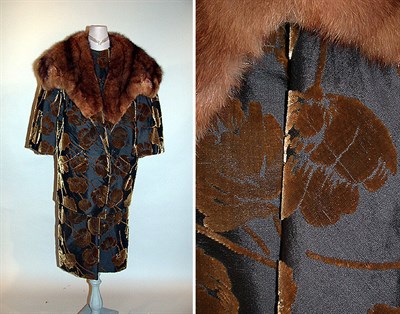 Lot 72 - Galanos Cut Velvet and Sable Cocktail Ensemble...