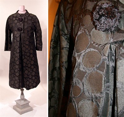 Lot 71 - Galanos Black Ring Pattern Cocktail Ensemble...