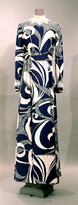 Lot 106 - George Halley Blue and White Evening Gown...