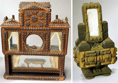Lot 303 - Tramp Art Miniature Chest with Mirror and...