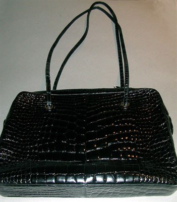 Lot 294 - Judith Leiber Black Alligator Bag Square, with...