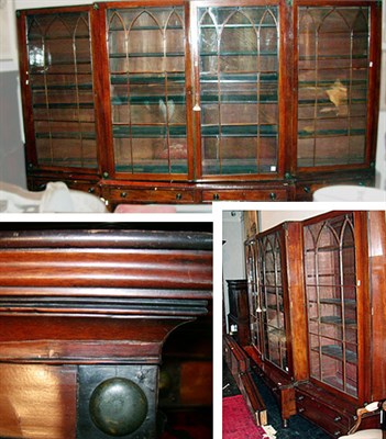Lot 489 - Regency Ebonized Inlaid Mahogany Breakfront...