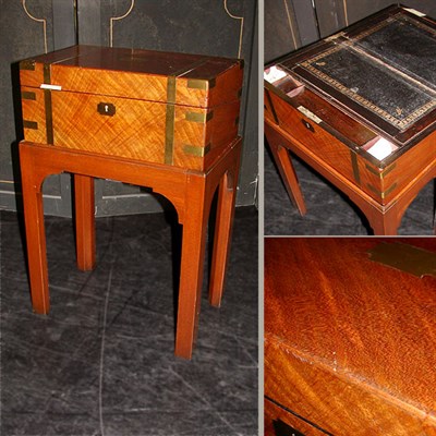 Lot 318 - Victorian Brass Bound Lap-Desk on Stand