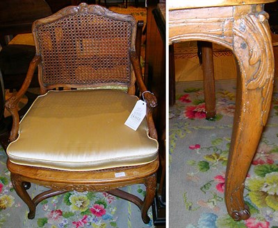 Lot 559 - Pair of Provincial Louis XV Caned Beechwood...