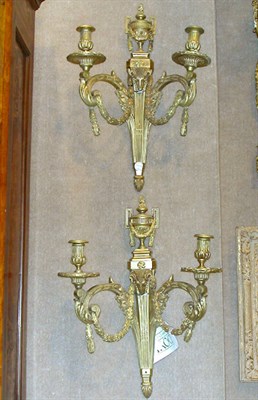 Lot 397 - Pair of Louis XVI Style Gilt-Bronze Two-Light...