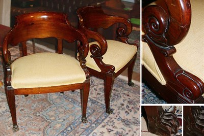 Lot 710 - Set of Four Empire Style Mahogany Tub Chairs
