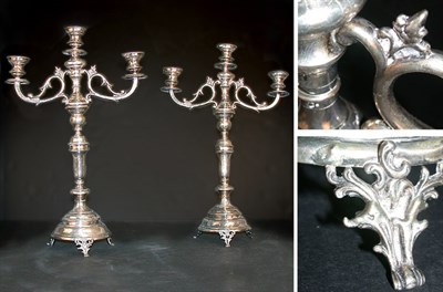 Lot 558 - Pair of Continental Silver Three-Light...