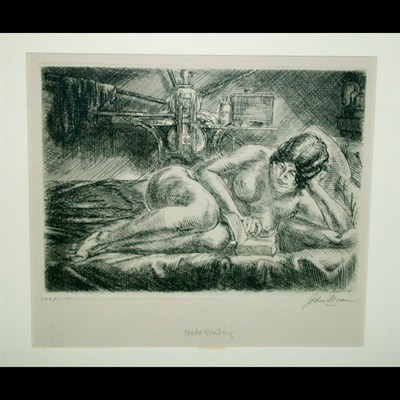 Lot 365 - John Sloan NUDE READING (M. 234) Etching, 1928,...