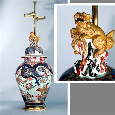 Lot 684 - Imari Porcelain Covered Vase Mounted as a lamp.