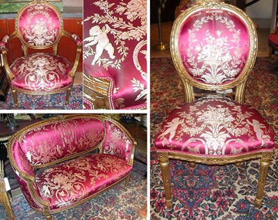 Lot 709 - Louis XVI Style Gilt Wood Salon Suite...