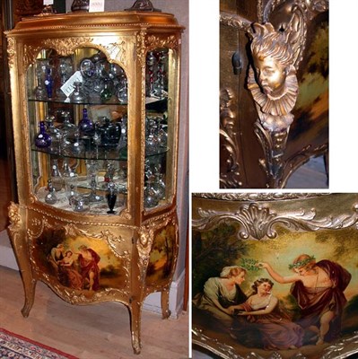 Lot 681 - Vernis Martin Style Gilt-Wood Vitrine The door...