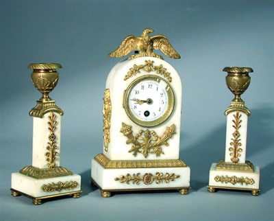 Lot 728 - Empire Style Gilt-Bronze Mounted Marble Clock...