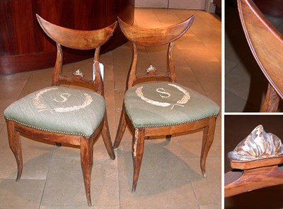 Lot 725 - Pair of Biedermeier Parcel Gilt Upholstered...