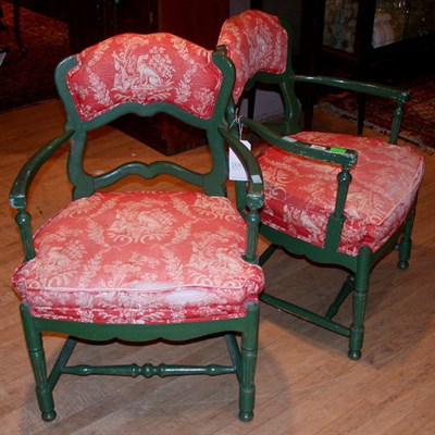 Lot 353 - Pair of Provincial Louis XV Style Painted and...