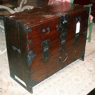 Lot 356 - Asian Metal Bound Hardwood Trunk