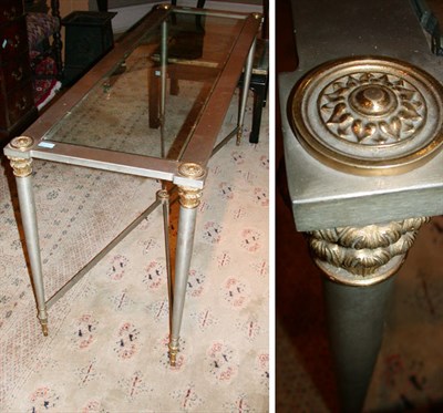 Lot 367 - Neoclassical Style Glass Top Steel and...