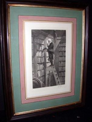 Lot 91 - Artist Unknown [THE BOOK LOVER] Etching. Image...