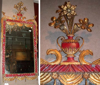 Lot 622 - Regency Style Tole Painted and Parcel Gilt Mirror