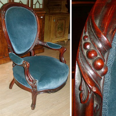 Lot 532 - Victorian Upholstered Mahogany Armchair