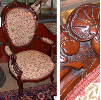 Lot 451 - Victorian Style Upholstered Mahogany Parlor Chair