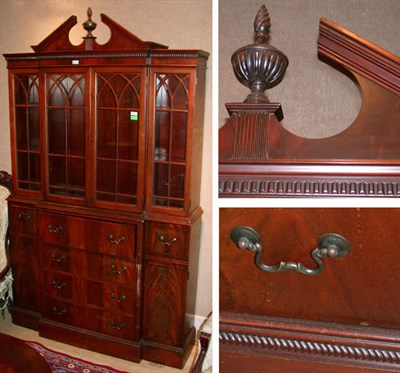 Lot 453 - Georgian Style Mahogany Breakfront Bookcase...