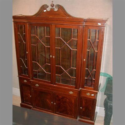 Lot 509 - Georgian Style Mahogany Breakfront Cabinet