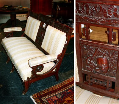 Lot 220 - Aesthetic Movement Upholstered Mahogany Settee