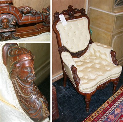 Lot 225 - Pair of Victorian Upholstered Walnut and...